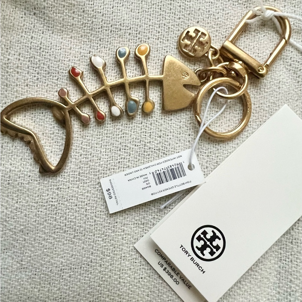 Tory Burch Multicolor Fishbone Keychain